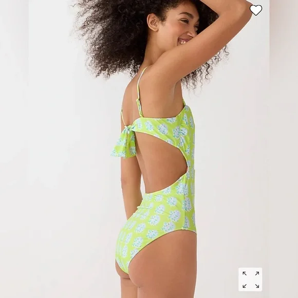 J.Crew SZ Blockprints™ X cutout one-piece swimsuit in green paisley